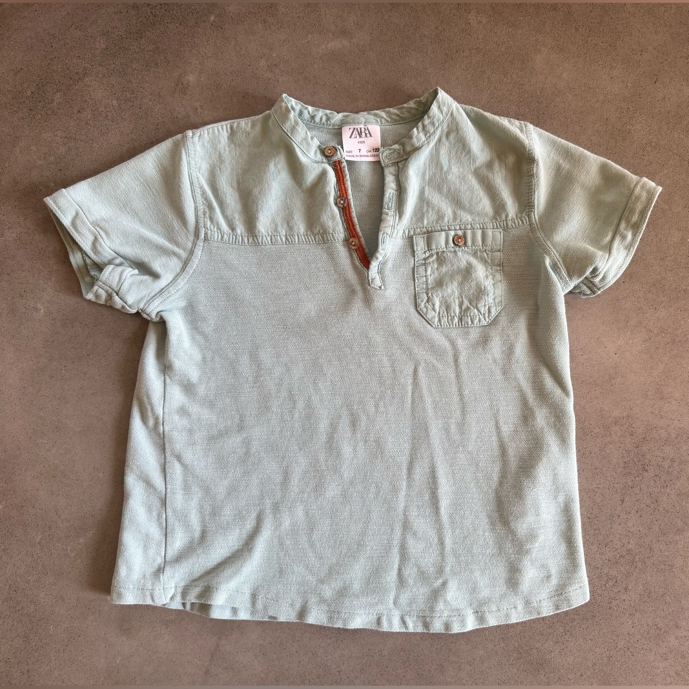 Zara Boys size 7 short sleeve Henley shirt